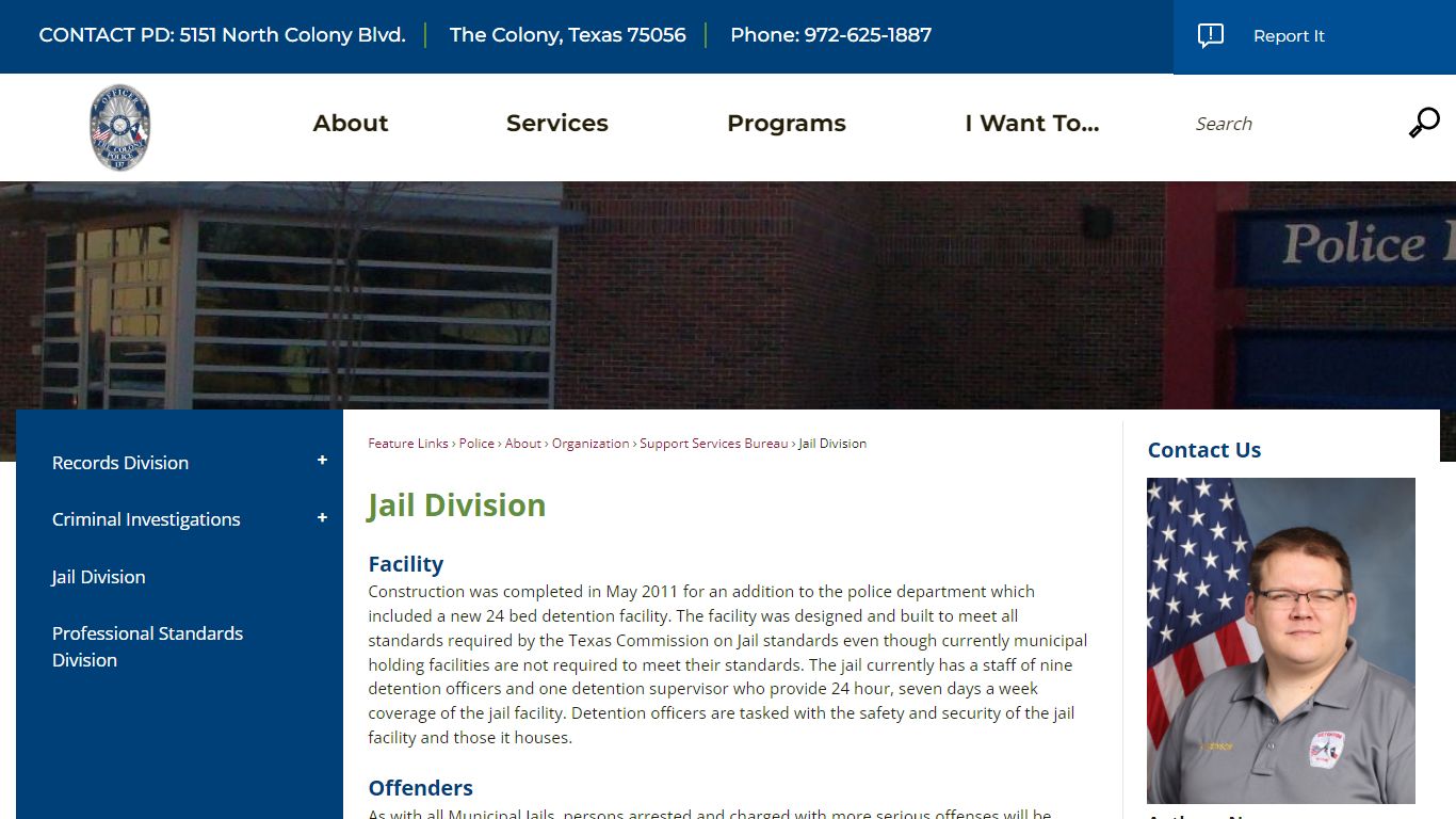 Jail Division | The Colony, TX