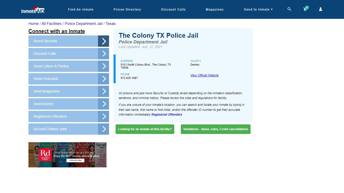 The Colony TX Police Jail & Inmate Search - The Colony, TX