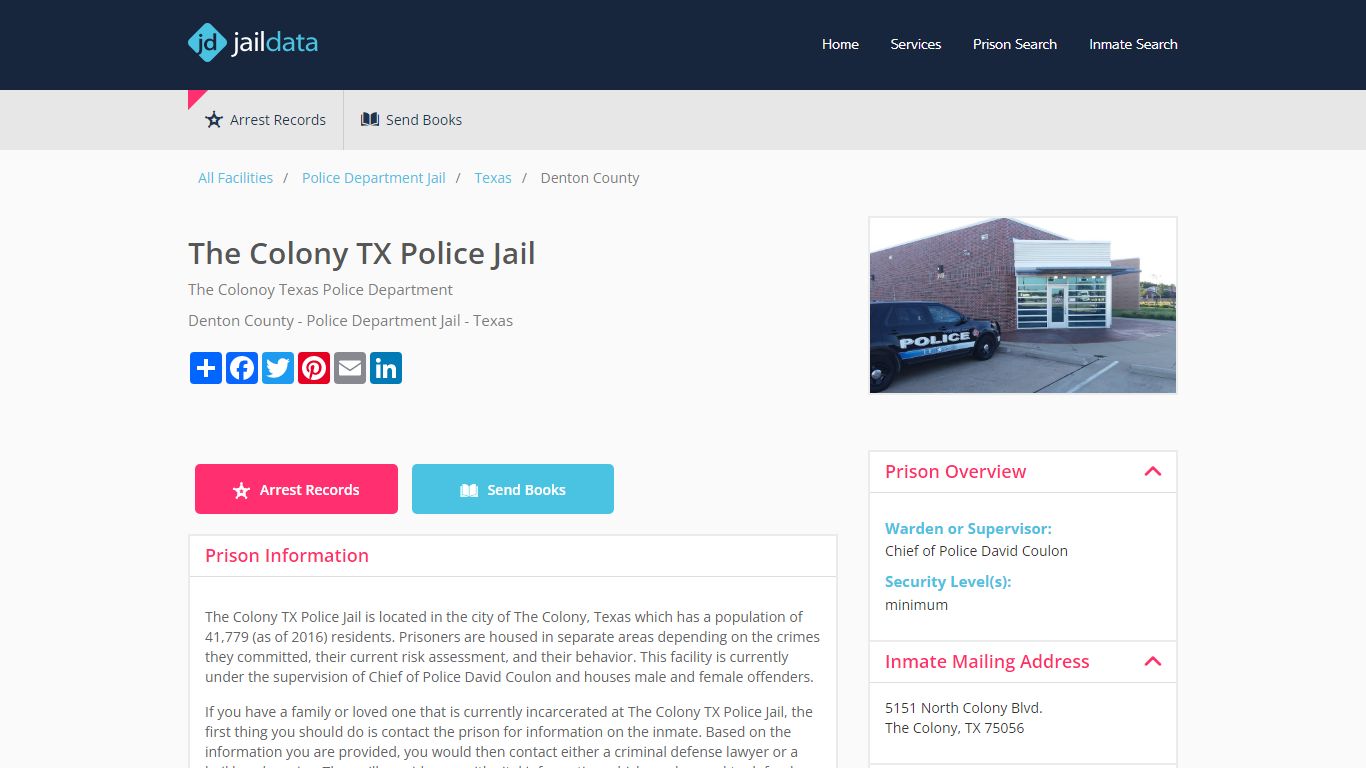 The Colony TX Police Jail Inmate Search and Prisoner Info - Jaildata.com